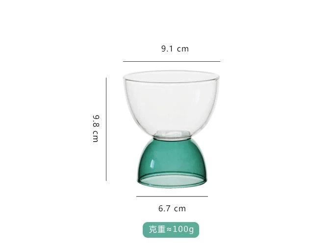 Cute New Design High Borosilicate Colored Glass Milk Cup Coffee Glass Stack Cups Dessert Salad Small Bowl