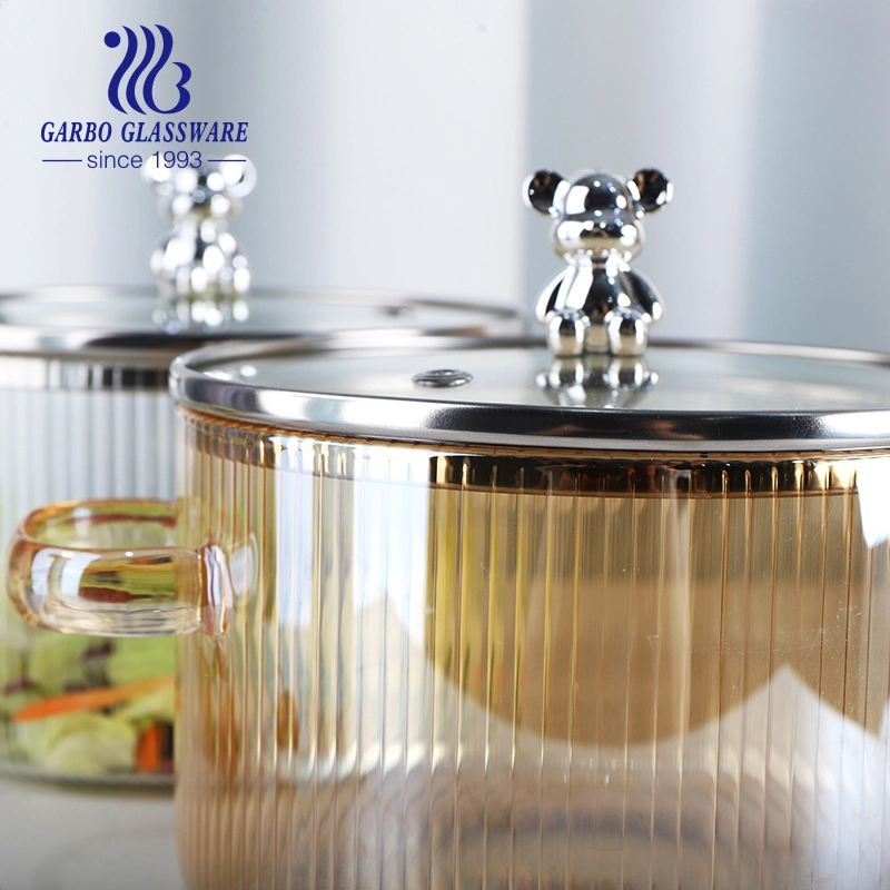 Luxury Hot Using Glass Pot High Borosilicate Glass Casserole with Lid