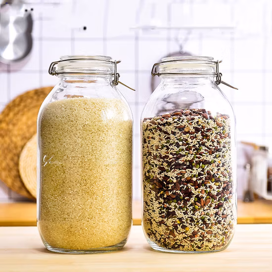 도매 높은 붕규산 밀봉 저장 용기 멀티 그레인 용기 가정용 스냅 유리 용기