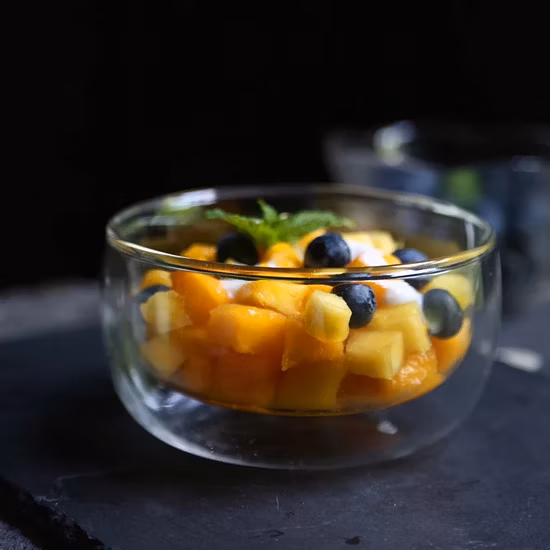 드라이 아이스 분자 요리법을 위한 유리 그릇 재사용 가능한 붕규산 유리 샐러드 전채를 위한 프리미엄 이중 벽 유리 접시