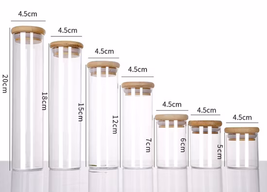 둥근 코르크 뚜껑 보관용 고붕규산 유리 용기